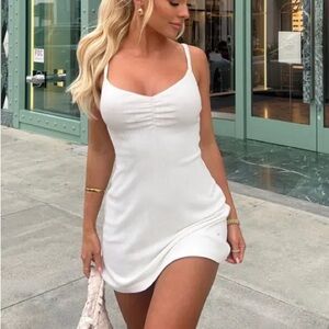 White Fox Boutique Show Me Around Mini Lace Pointelle Summer Dress White Small S